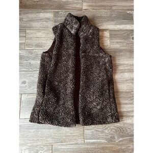 attard state‎ brown textured fuzzy fleece vest women's small